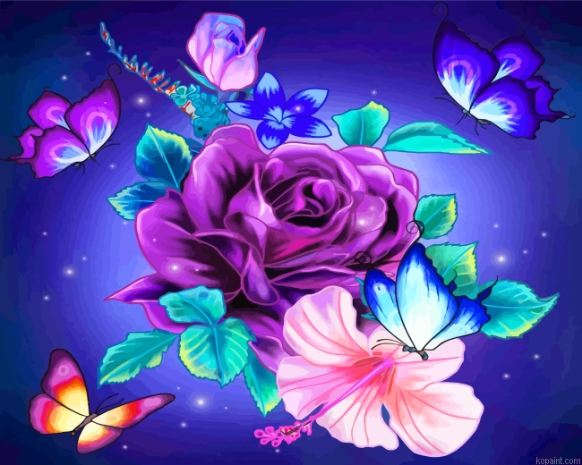 Flowers And Butterflies Paint By Numbers