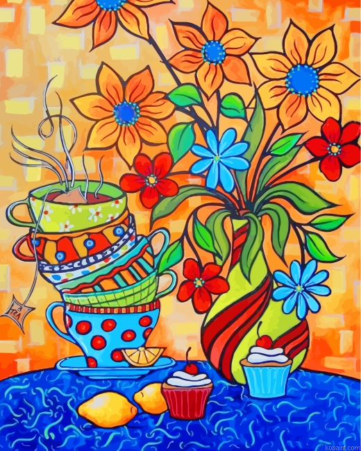 Flowers And Cups Painting By Numberss.png