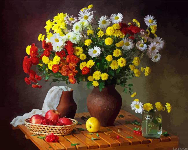 Flowers And Fruit Still Life Painting By Numberss.png