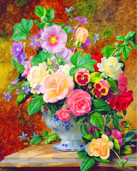 Flowers Bouquet In Vase Painting By Numberss.png