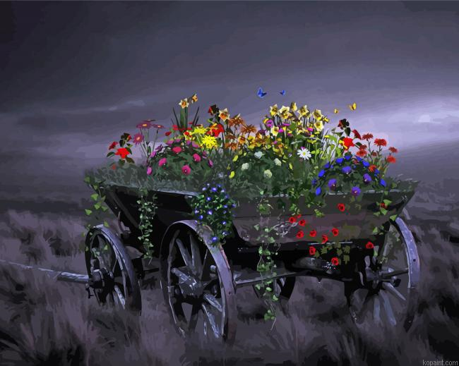 Flowers Cart Paint By Numbers