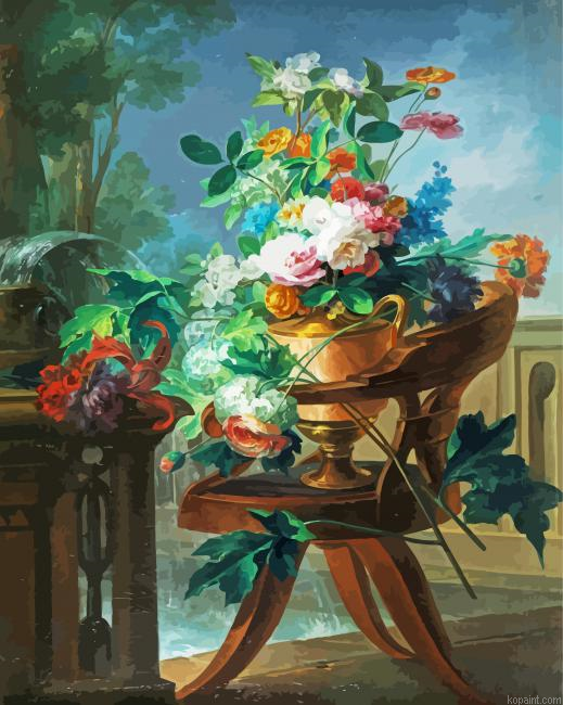 Flowers In Chair Paint By Numbers