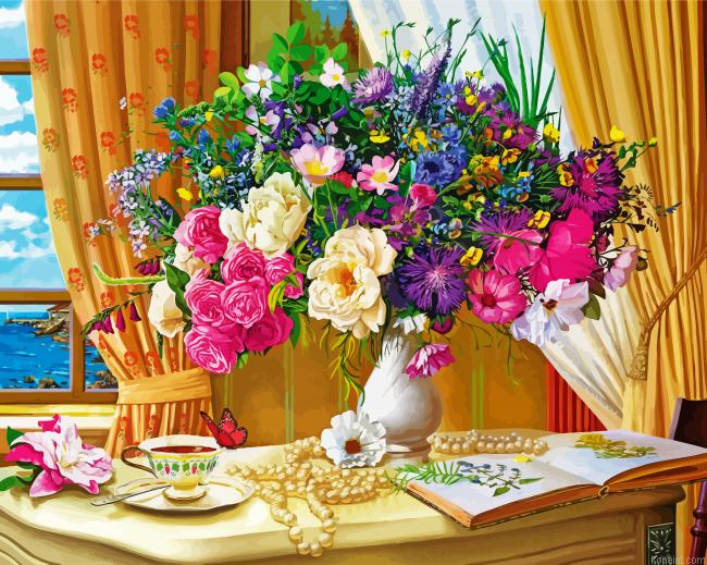Flowers In The Morning Painting By Numberss.png