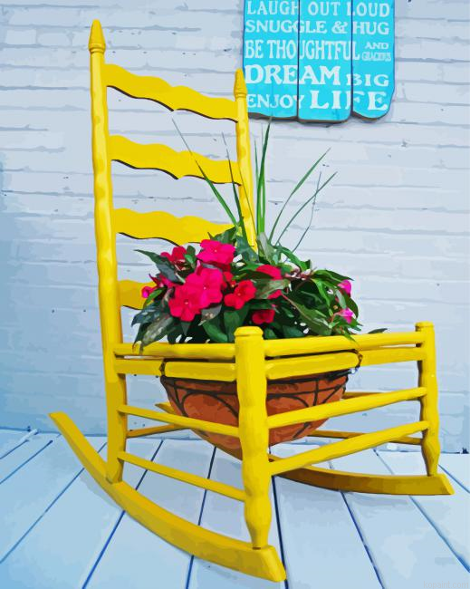 Flowers Pots Chair Painting By Numberss.png
