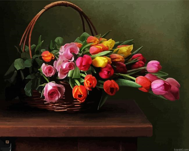 Flowers Still Life Art Painting By Numberss.png