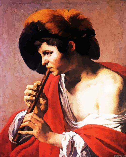 Flutist Boy Painting By Numberss.png