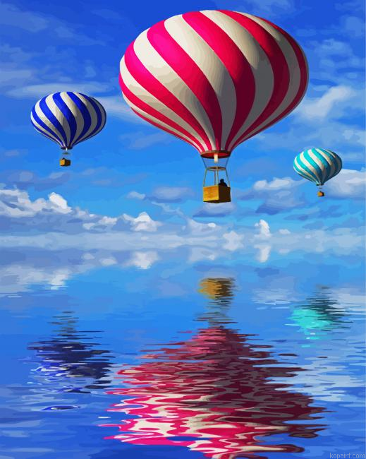 Flying Airballoons In The Sky Painting By Numberss.png