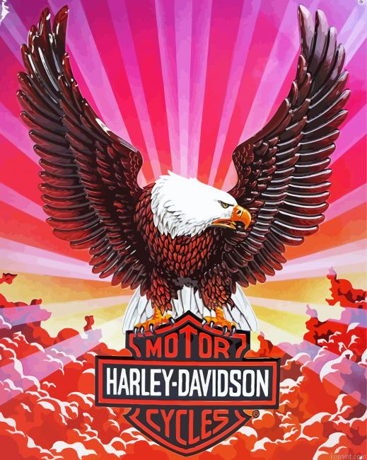 Flying Eagle With Harley Davidson Painting By Numberss.png