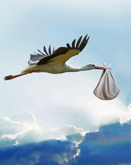 Flying Stork Painting By Numberss.png