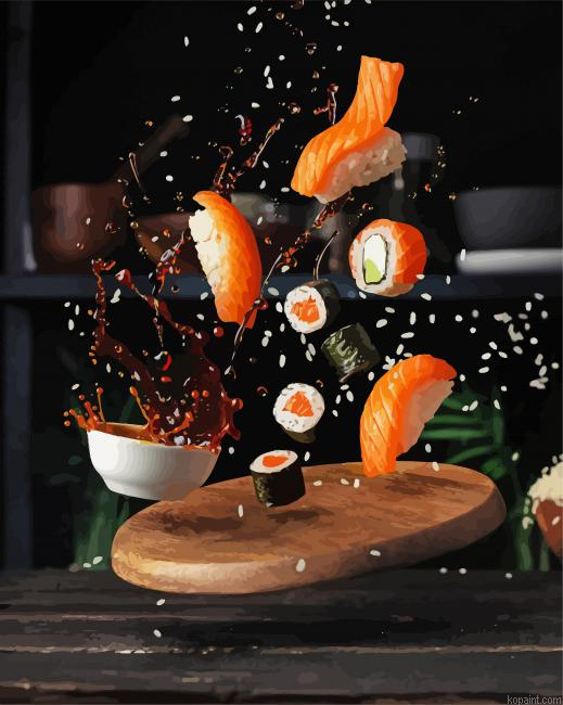 Flying Sushi Painting By Numberss.png