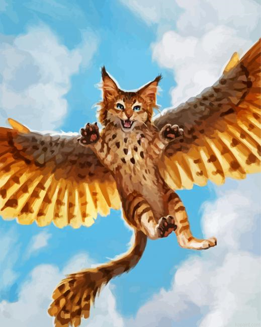 Flying Wild Cat Painting By Numberss.png