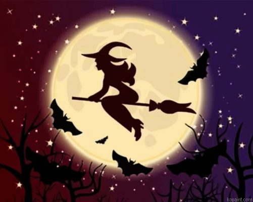 Flying Witch Silhouette Painting By Numberss.png