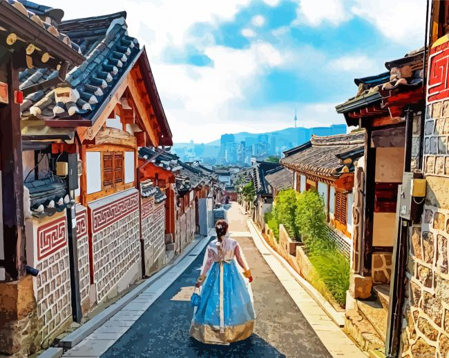 Follow Me In The Korean Alleys Paint By Numbers