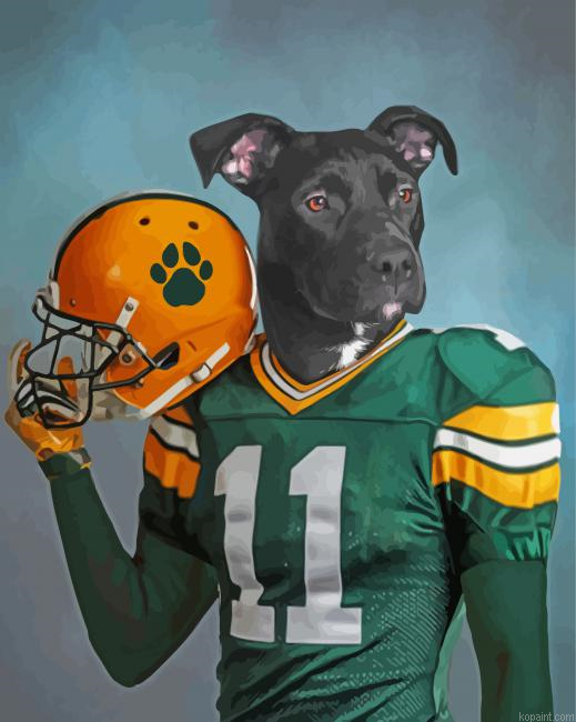 Football Player Dog Painting By Numberss.png