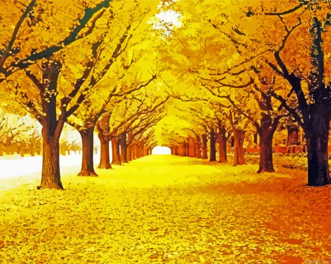 Forest Autumn Golden Leaves Paint By Numbers