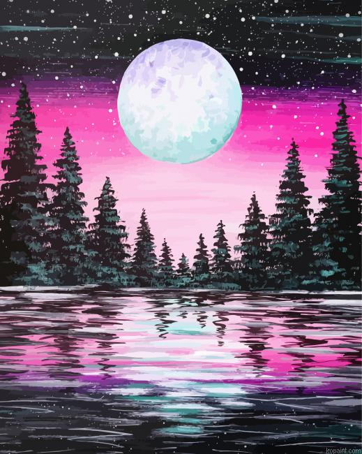 Forest Moonligt Art Painting By Numberss.png