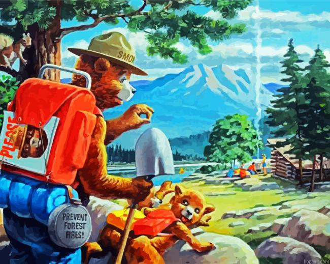 Forest Smokey Bear Painting By Numberss.png