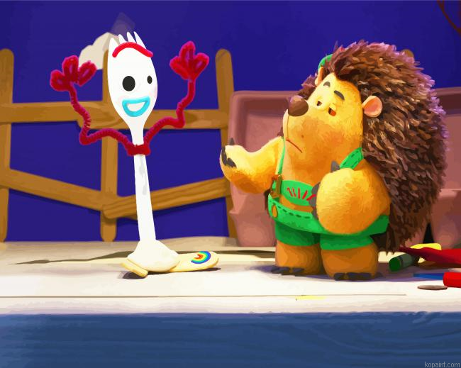 Forky And Hedgehog Toy Story Anime Painting By Numberss.png