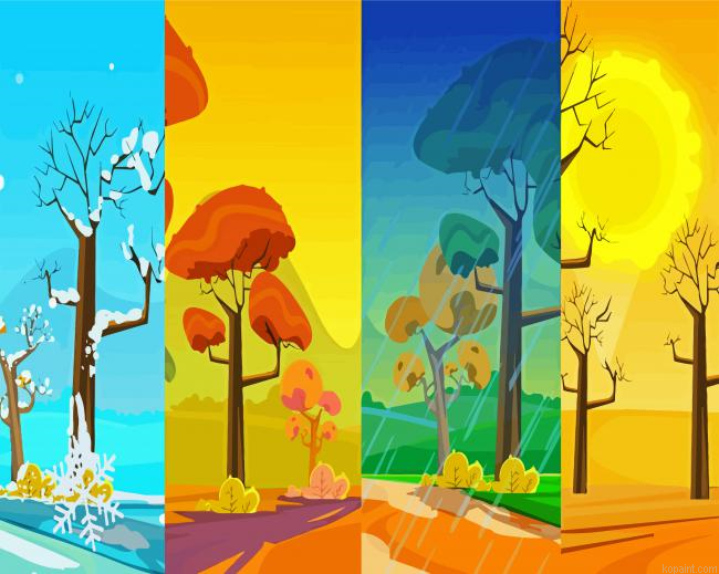 Four Seasons Art Illustration Paint By Numbers