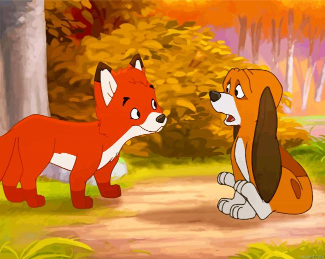 Fox And Hound Walt Disney Painting By Numberss.png
