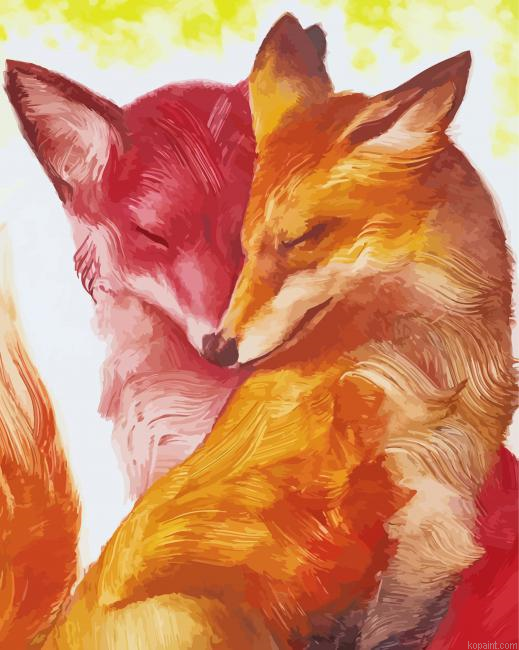 Fox Couple Art Painting By Numberss.png