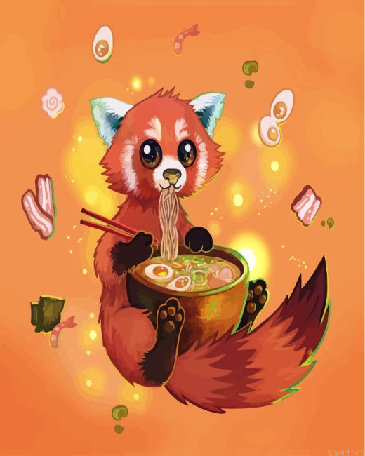 Fox Eating Noodles Painting By Numberss.png