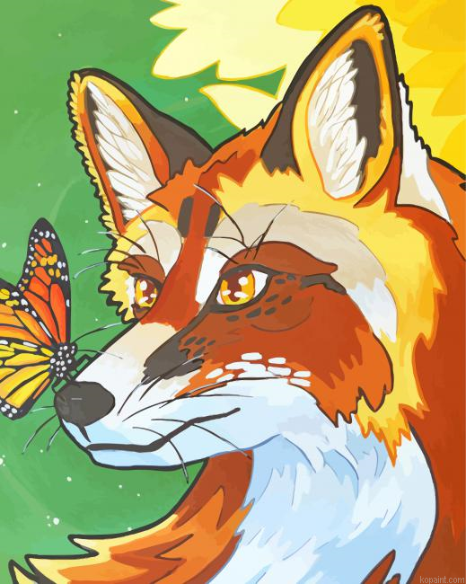 Fox With Butterfly Art Paint By Numbers