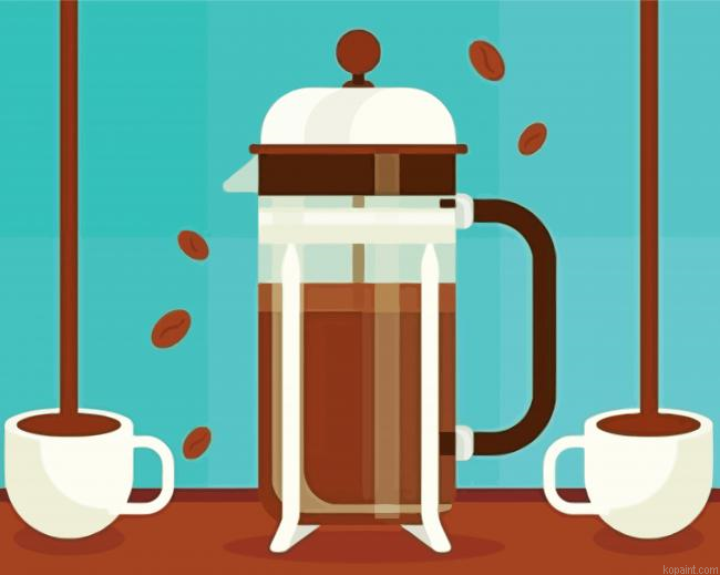 French Press And Cups Paint By Numbers