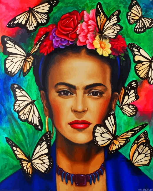 Frida And Butterflies Painting By Numberss.png