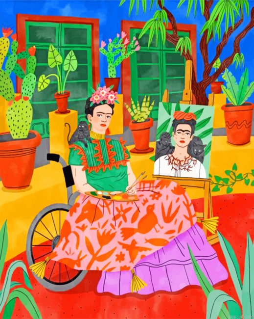 Frida Drawing Illustration New Painting By Numberss.png