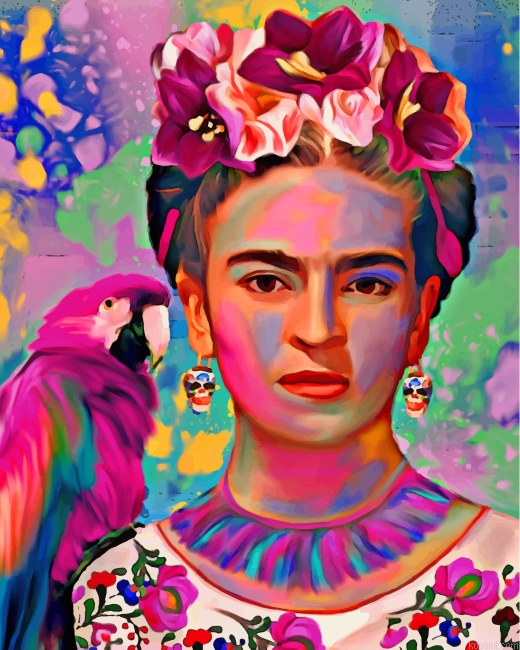 Frida Kahlo And Parrot Painting By Numberss.png
