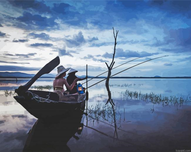 Friends Fishing On Boat Painting By Numberss.png