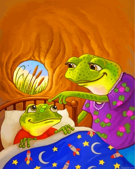 Frog Momy Taking Care Of Her Son Painting By Numberss.png