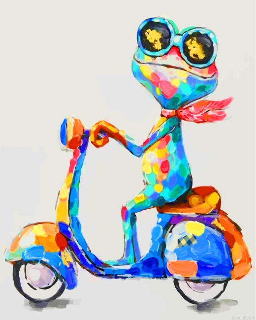 Frog On Scooter Painting By Numberss.png