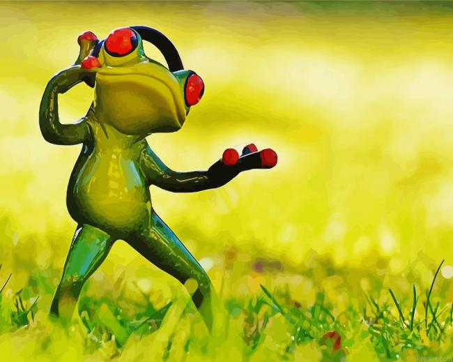 Frog Wearing Headphone Paint By Numbers