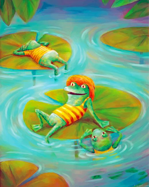 Frogs On Lily Pad Painting By Numberss.png