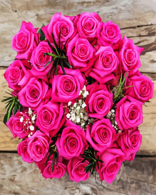 Fuchsia Roses Bouquet Paint By Numbers
