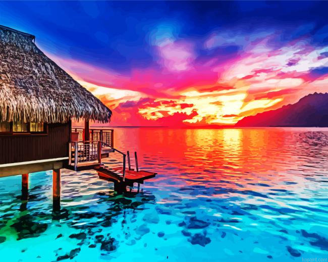 Fuji Island During Sunset Painting By Numberss.png