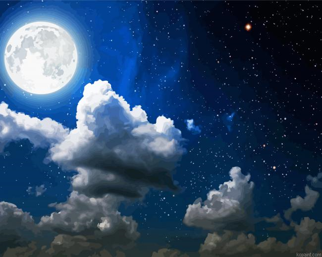 Full Moon And Stars Painting By Numberss.png