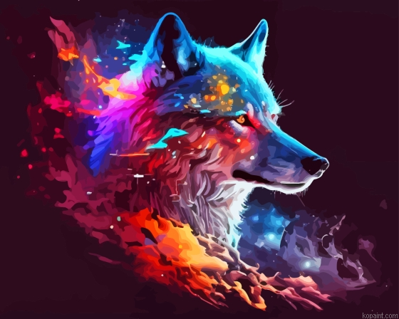 Galaxy Spiritual Wolf Painting By Numberss.png