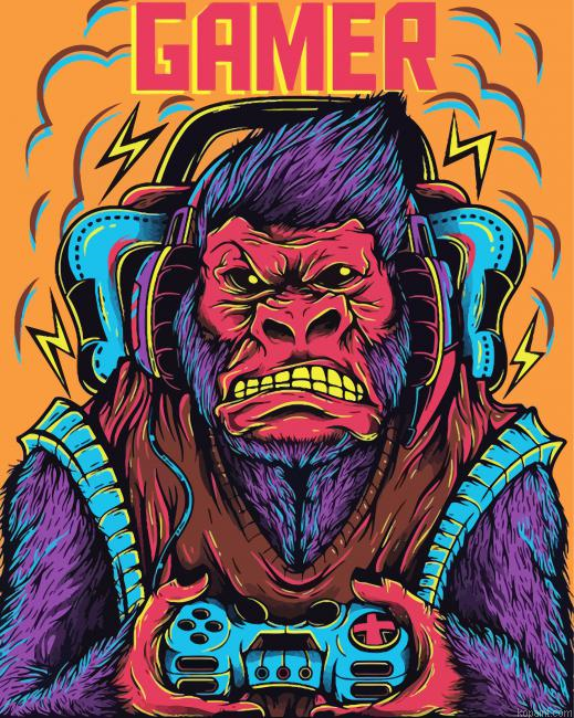 Gamer Monkey Painting By Numberss.png