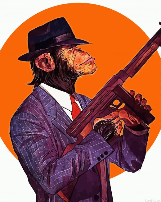 Gangster Monkey Animal Paint By Numbers