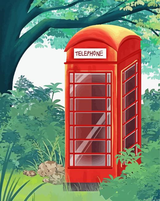 Garden Red Phone Box Painting By Numberss.png