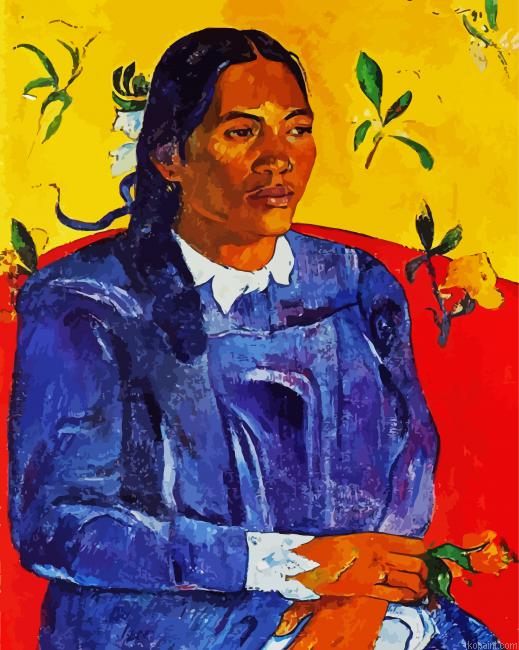 Gauguin Woman With Flower Painting By Numberss.png