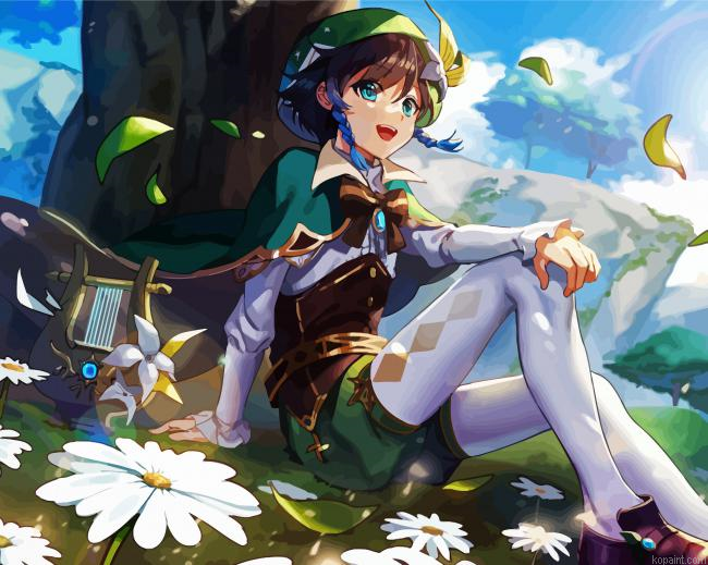 Genshin Impact Venti Anime Girl Painting By Numberss.png