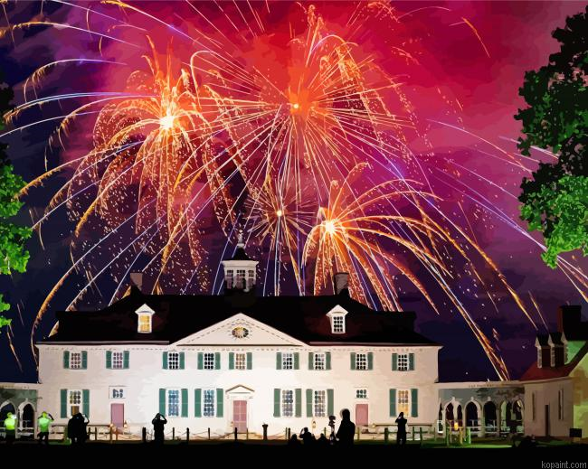 George Washingtons Mount Vernon And Fireworks Painting By Numberss.png