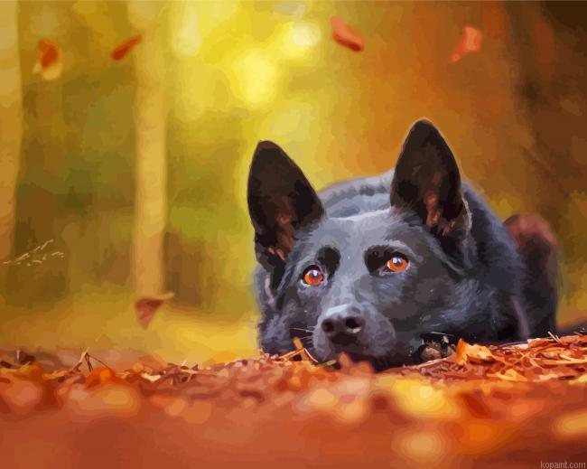 German Shepherd Autumn Background Puppy Painting By Numberss.png