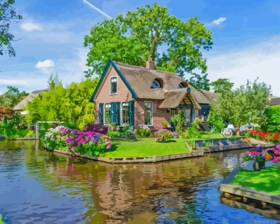 Giethoorn City Canal Netherlands Painting By Numberss.png