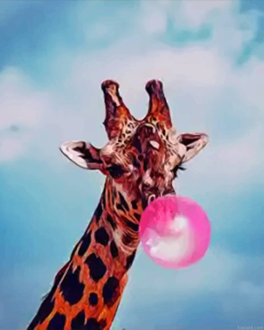 Giraffe And Bubblegum Paint By Numbers