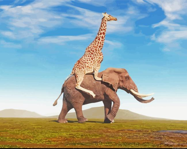 Giraffe Elephant Painting By Numberss.png